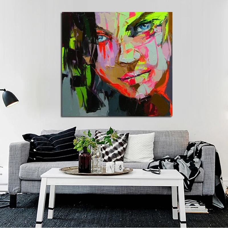 

Handpainted Free Shipping Beauty Art Modern Abstract Oil painting Charming Lady Portraits Pictures On Canvas Wall Art Pictures