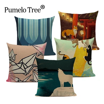 

Animal Cartoon cat home decor cushions for sofa Gamer Chair linen square one side print cushion cover Dropshipping pillow case