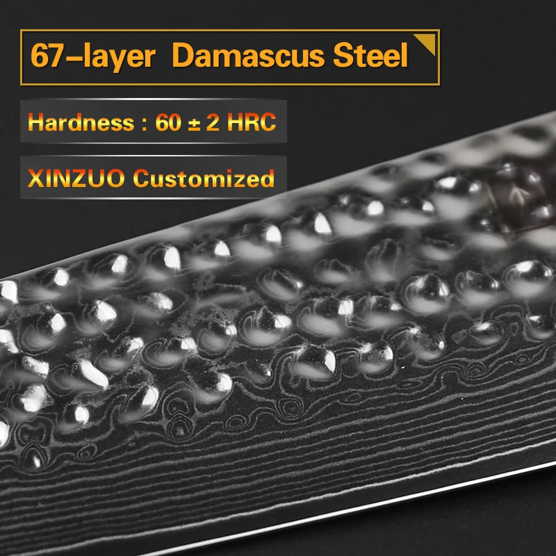 XINZUO 10 inch Pro Chef Knife Japanese 10Cr15CoMoV Core Kitchen Knives Damascus Steel 60 HRC Sashimi Cleaver Knife G10 Handle