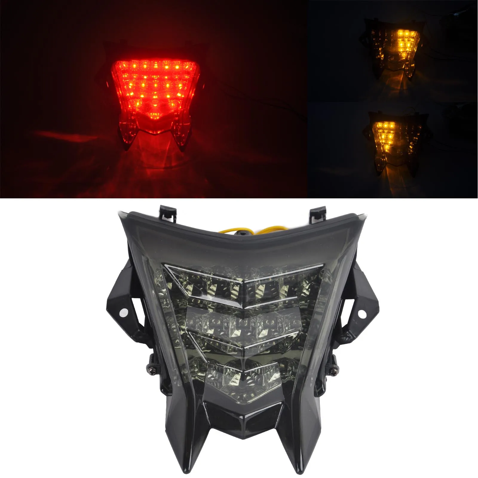 Mayitr 1pc LED Motorcycle Break Tail Light Smoke Lens Turn Signal Rear