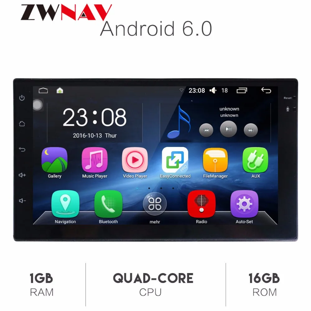 Discount 7 inch 2din DVD 1024x600 Android 6.0 Car Radio GPS Navigation Bluetooth USB 2 din Universal For Nissan VW Toyota Peugeot Player 3