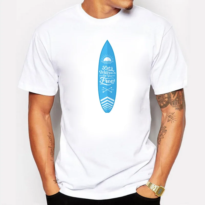 Gildan Holidays Summer Fashion Surfboard Design T Shirt Men's High