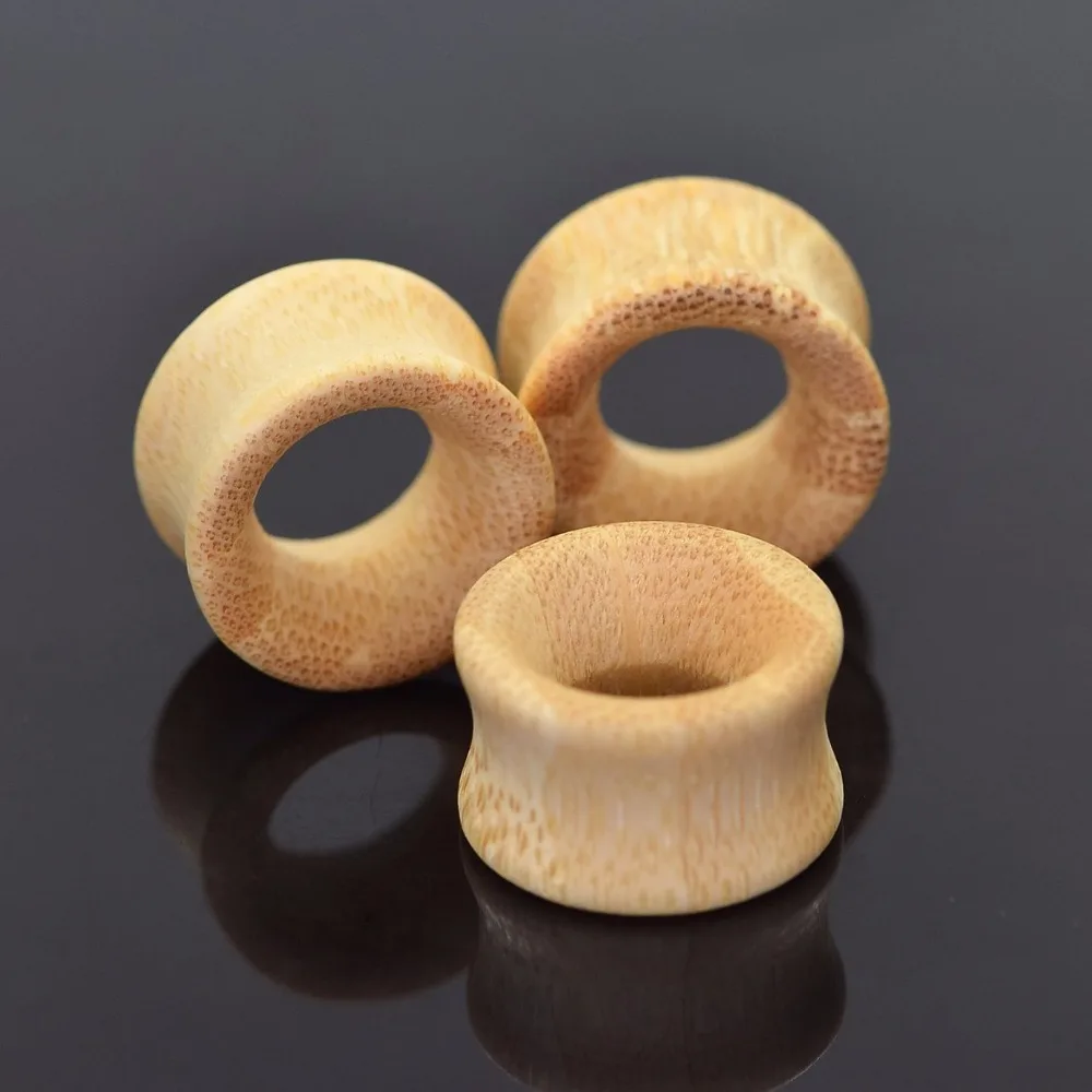 1 Pair = 2 pieces organic wood bamboo hollow saddle plug gauges ear