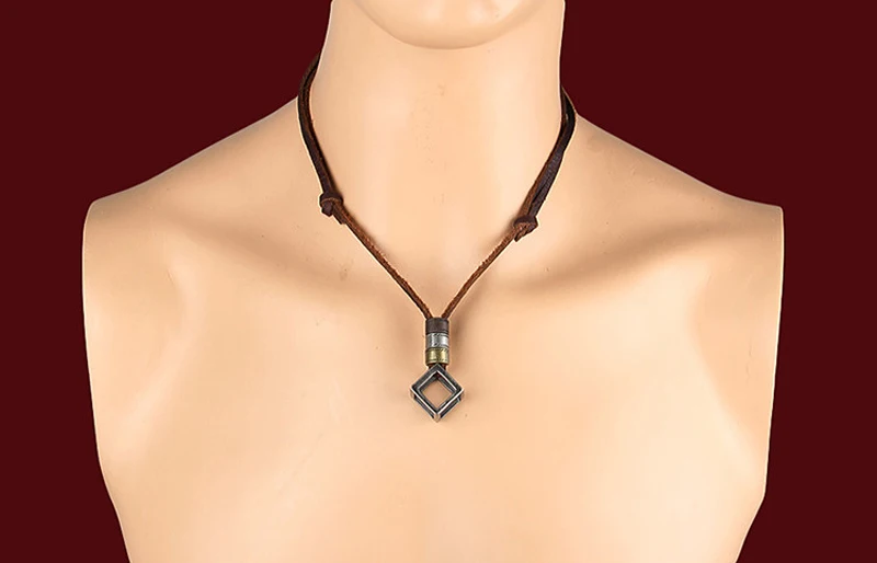 NIUYITID Fashion Men Necklace Pendant Jewelry Leather Necklace For Men Chain Male Collar Vintage Accessories (1)