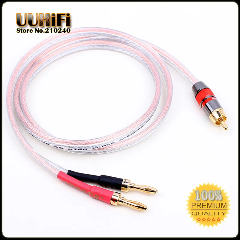 HIFI RCA to 2 Banana Stereo Speaker Cable Audio cable for Amplifier