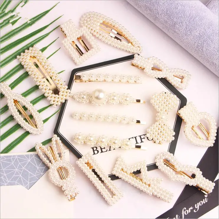 

2019 Pearl Hair Clip Snap Barrette Stick Hairpin Hair Styling Accessories For Women