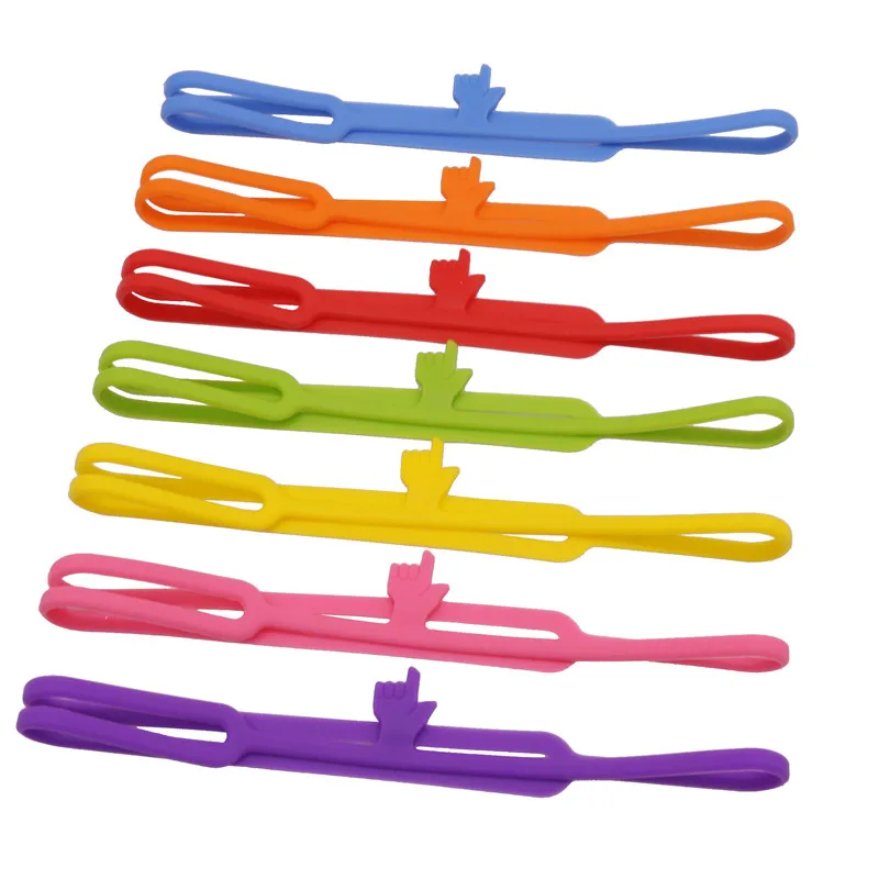 

7 pcs Flexible bookmark Learning Stationery Unique Creative Silicone Finger Pointing Bookmark Elasticity Book Mark Office Supply