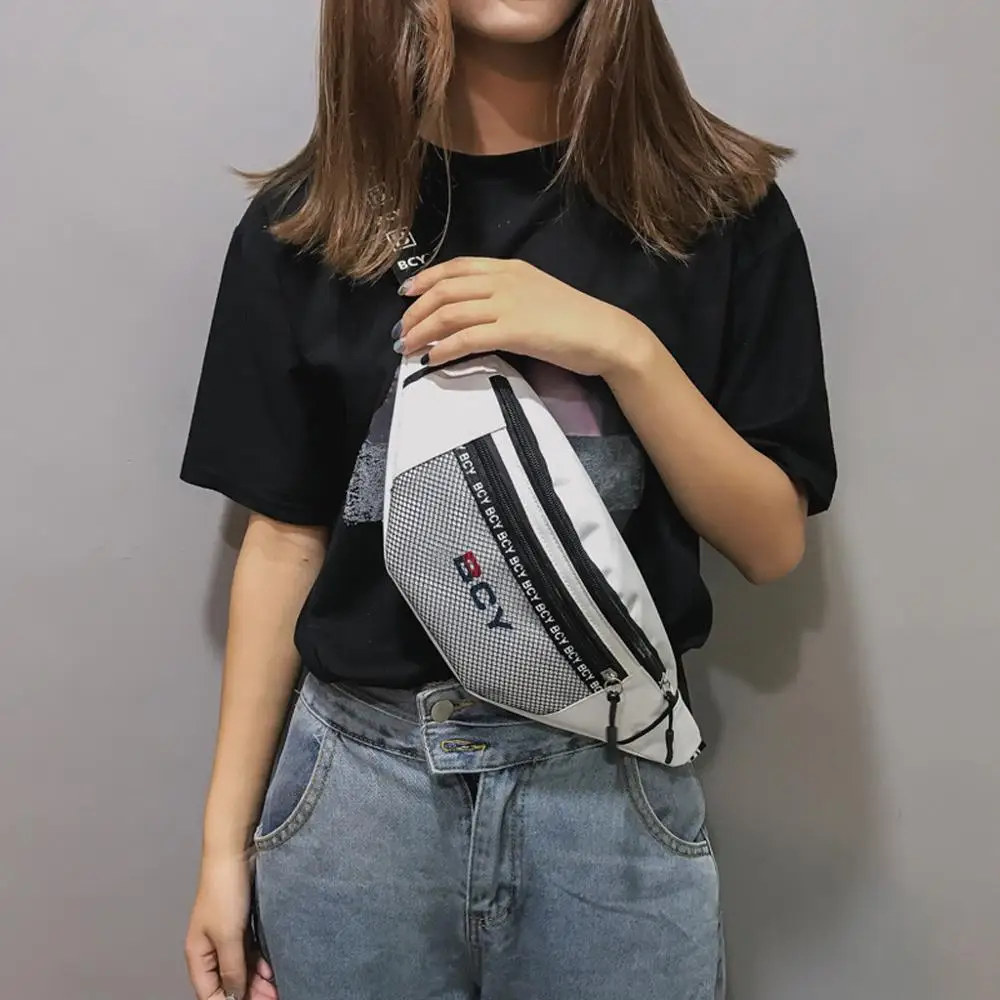 

2019 Fashion Neutral Outdoor Zipper Canvas Messenger Bag Sport Chest Bag Waist Bag Letter Printed Female Belt %