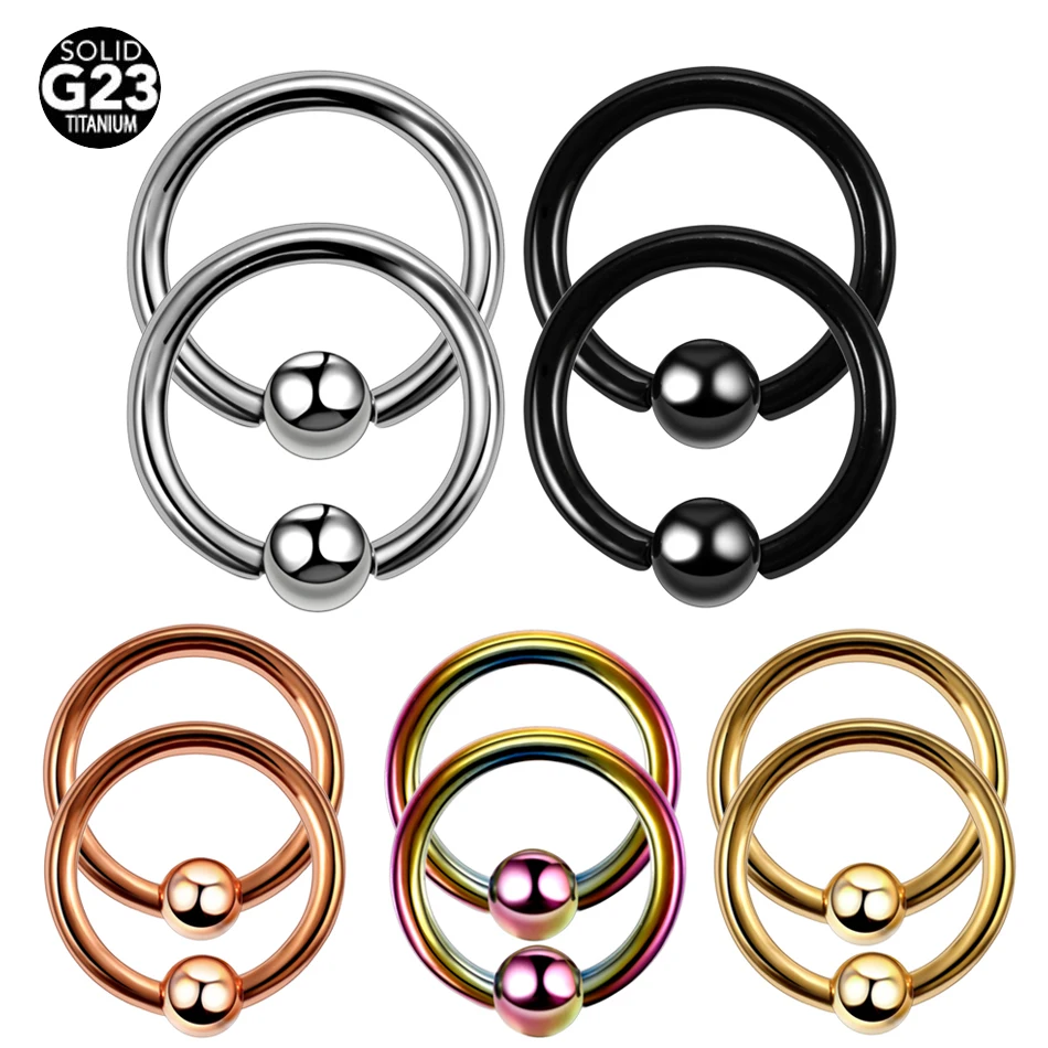10Pcs/lot G23 Grade Titanium Mixed Color Nose Rings Captive Ring BCR