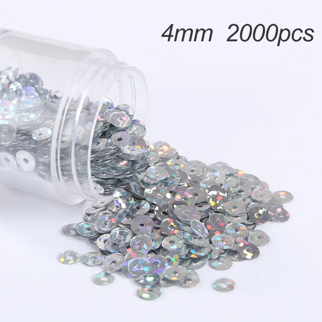 2000Pcs(10g) 4mm Matting Sequin PVC Flat Round Dull Polish Sequins Paillettes Sewing Wedding Craft Women Garments Accessories - Цвет: Laser Silver