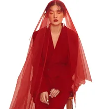 Красные винтажные Соборные Свадебные фаты для невест длиной 3 метра Тюль с вуаль-гребень вуаль de Mariage Rouge velo de novia Longue