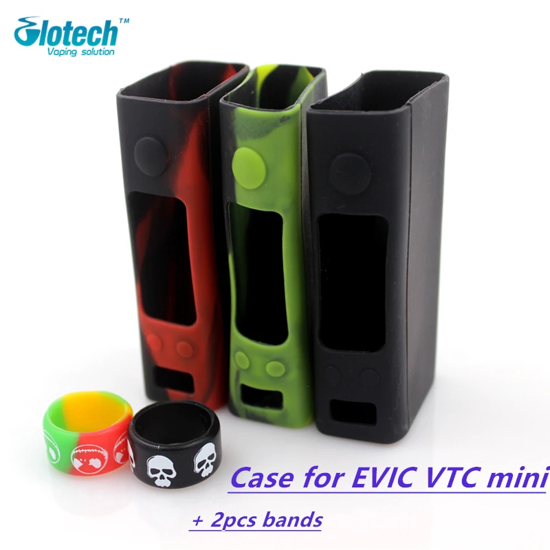 

Glotech 1pcs Skin soft Silicone rubber protective Case cover for EVIC VTC mini box mod+2pcs silicone rubber bands for atomizer