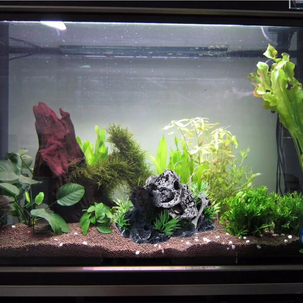 Pirate Skull Skeleton Aquarium Ornament Hiding Cave Fish Tank