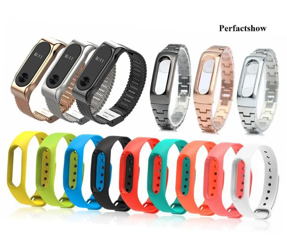 

xiaomi Mi band 2 strap Bracelet Wristband metal Stainless Steel Silicone Leather Wrist strap Bracelet Screen Protector Film gift