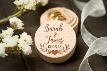 

Bride Groom Engraved Wooden Wedding Ring Box Personalized Valentines Gifts Holder Wood Ring Bearer Box Party Accessories