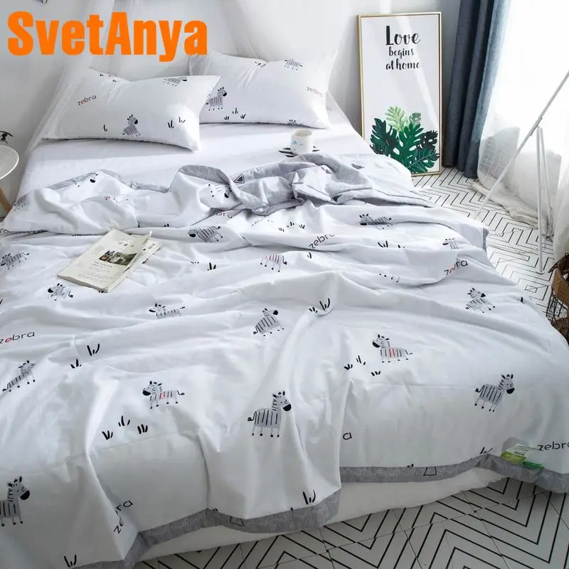 

Svetanya Zebra Quilt white cotton bedding Throws Blanket (no Pillowcase) Single Double size