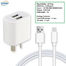 Зарядное устройство для путешествий AU адаптер с кабелем type-C для huawei P20 nova mate 20/OPPO R17 Find X/для Xiaomi 8 redmi note7