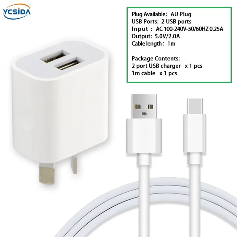 

AU Plug Travel Charger adapter with Type-C cable For Huawei P20 nova Mate 20/OPPO R17 Find X/for Xiaomi 8 redmi note7