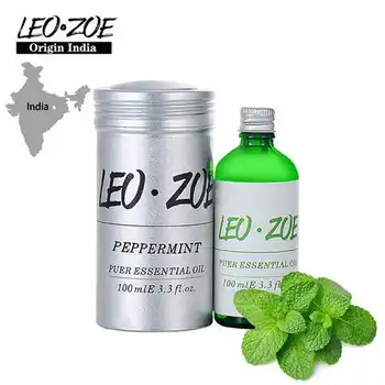 Aceite Esencial de menta Leozoe, certificado de origen India, Aceite de menta de alta calidad de aromaterapia, 100ML, Aceite Esencial de Aceite