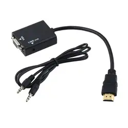 2 шт. черный HDMI мужчина к VGA и аудио HD видео кабель адаптер конвертер 1080 P