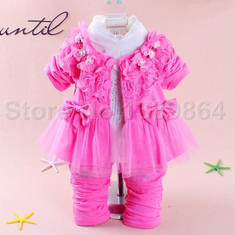 3 Pcs Brand New Baby Girl Dress Summer Style Girl Lace Dress 2015 Fashion Kids Clothes