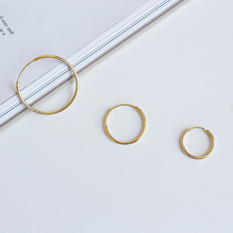 F.I.N.S 925 пробы серебряные серьги-кольца для женщин Изысканная Золотая расцветка круглые серьги с большими кругами минималистичные ювелирные изделия