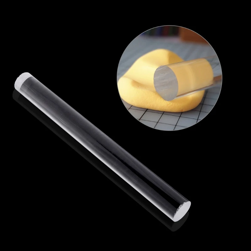 

1Pc Transparent Acrylic Solid Roll Clay Rolling Pin Fondant Baking Pastry Roller