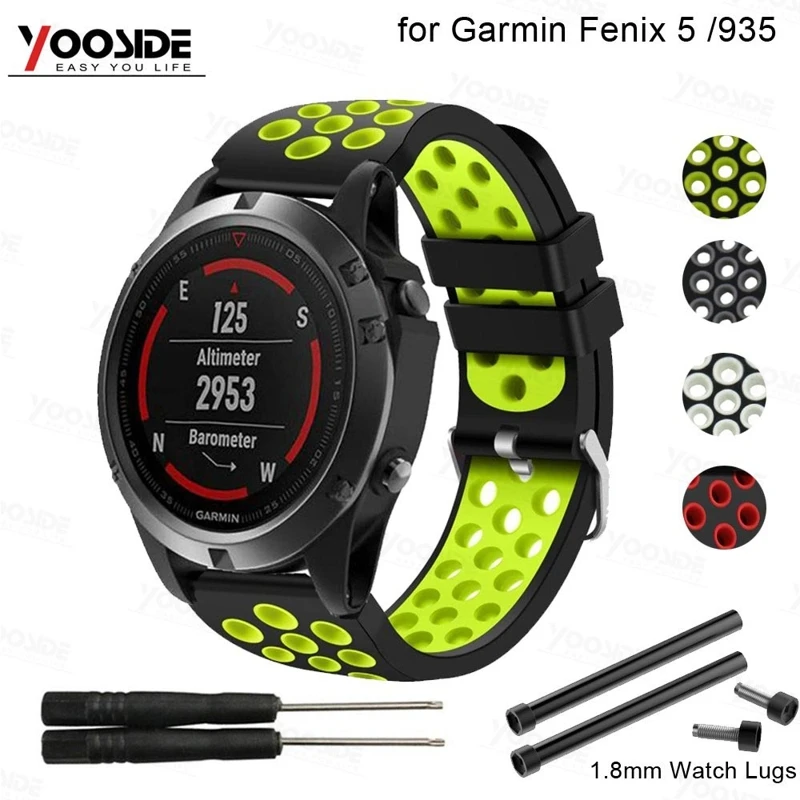 22 мм силиконовый ремешок для часов Garmin Forerunner 935/Quatix 5/Fenix 5/5 Plus браслет с ушками адаптер(не быстро подходит