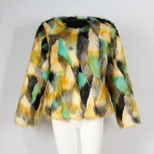 T0827 Новая модная цветная градиентная куртка из искусственного меха, Женское зимнее пальто, Женская Популярная индивидуальная куртка из искусственного меха, пальто