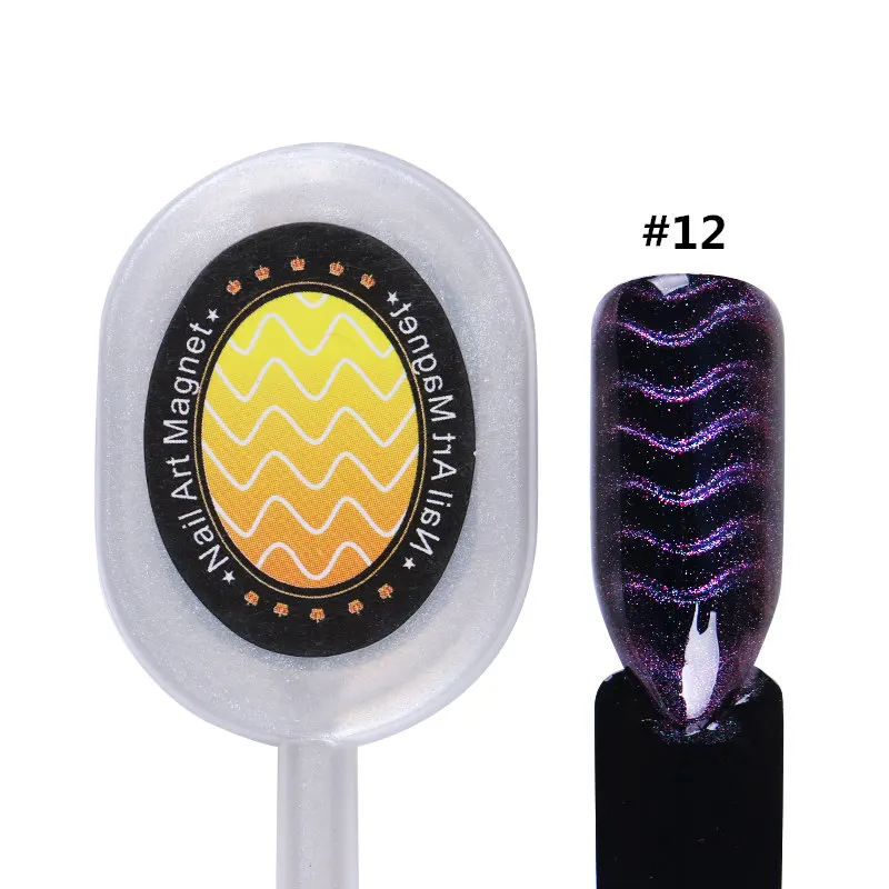 1 шт. двухсторонняя магнитная палочка "кошачий глаз" в полоску с цветами для УФ-геля для маникюра и дизайна ногтей - Цвет: 12