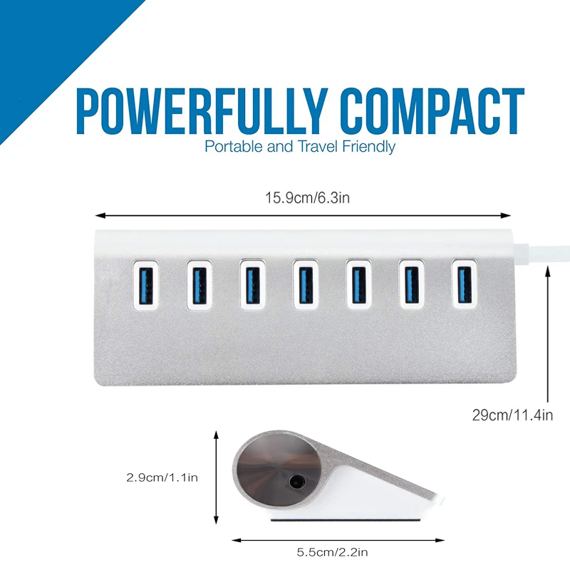 Usb-хаб 3,0 7 портов Мульти USB 3,0 концентратор разветвитель с адаптером питания USB Hab высокоскоростной 5 Гбит/с USB разветвитель 3 хаба для ПК ноутбука