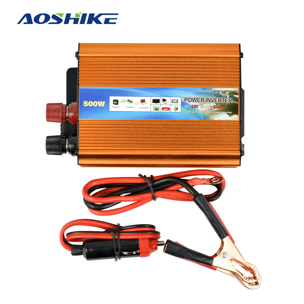 Beste Aoshike 500 w Auto Omvormer DC 12 v naar AC 220 v Power Inverter Charger Converter Transformator Voertuig Voeding schakelaar