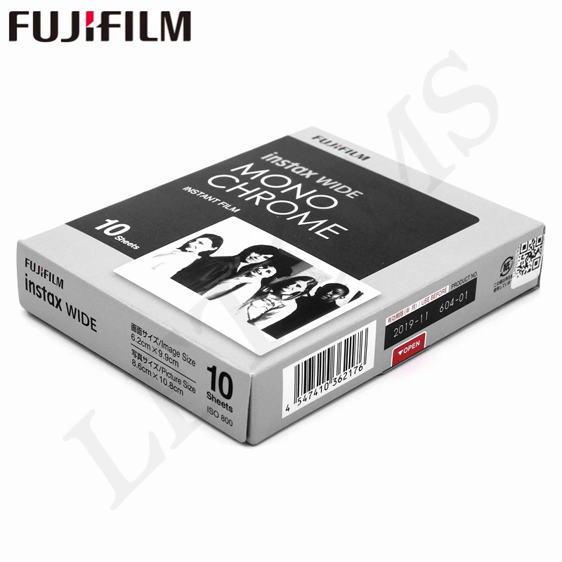 Оригинальная широкая монохромная пленка Fujifilm Instax белая 20 листов для камеры Fuji