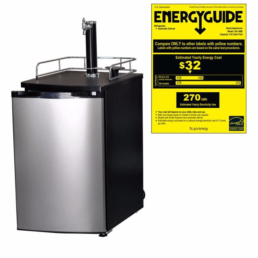 Smad 4.9cu.ft Beer Dispensers Digital Display Full Size Keg Kegerator