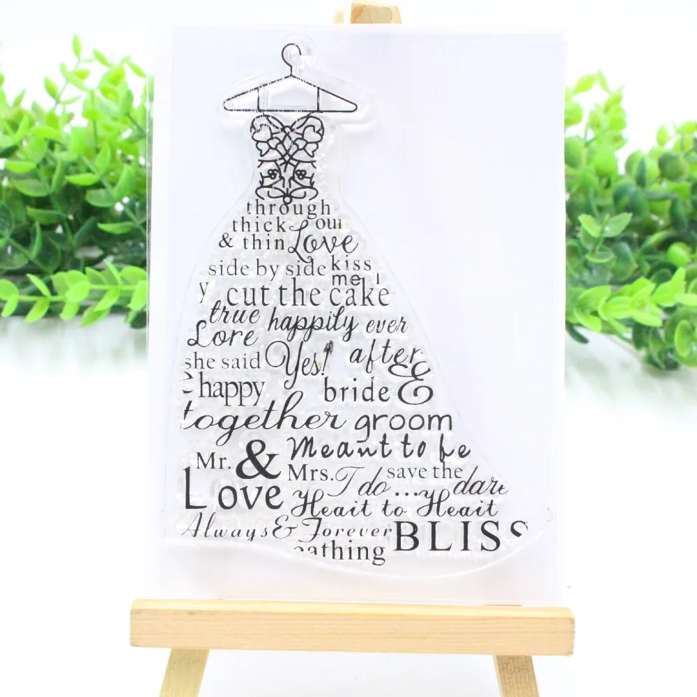 

Bride Wedding Dress Transparent Clear Silicone Stamps And Cutting Dies for DIY Scrapbooking/Card Making/Kids Fun Tools SC411