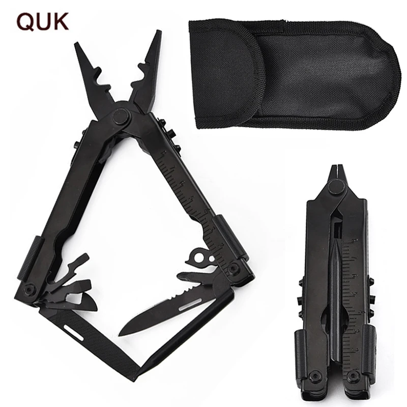

QUK Survival Screwdriver Pliers Multitool Folding Pocket Bits Knife Bottle Opener Hand Tools 8 in 1 Pocket Camping Tool Kit