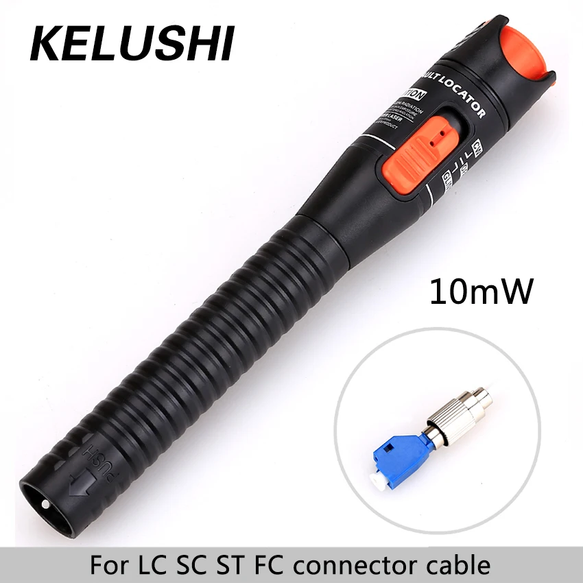 

KELUSHI 10mW Plastic Pen Type Fiber Optic Visual Fault Locator Red Laser Cable Tester Pen with LC/FC/SC/ST Adapter for CATV/FTTH