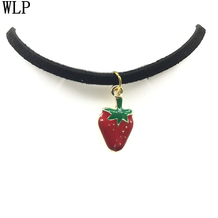 WLP Горячее предложение Новая мода ожерелье колье Bijoux черный, бархатный, кожаный ананас из кристаллов яблоко кулон Макси массивные Чокеры ожерелье - Окраска металла: 25