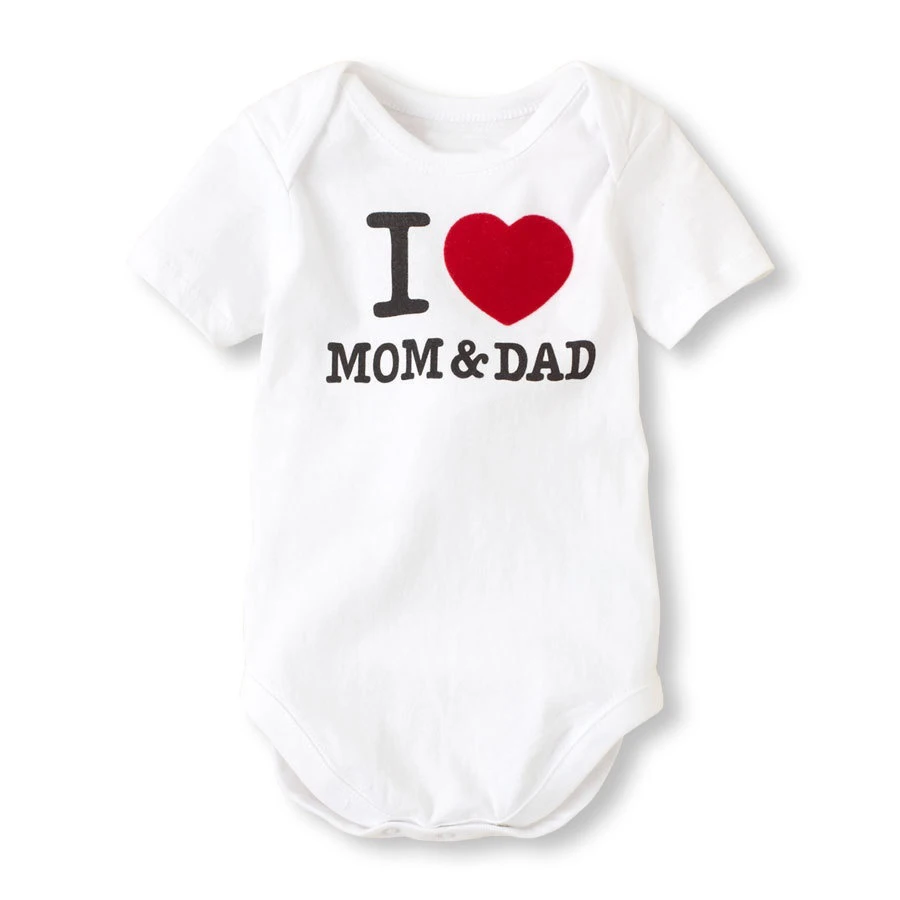 

I Love Mom & Dad Printed Newborn Baby Boys Girls Bodysuit Clothes Short Sleeve Infant Jumpsuit