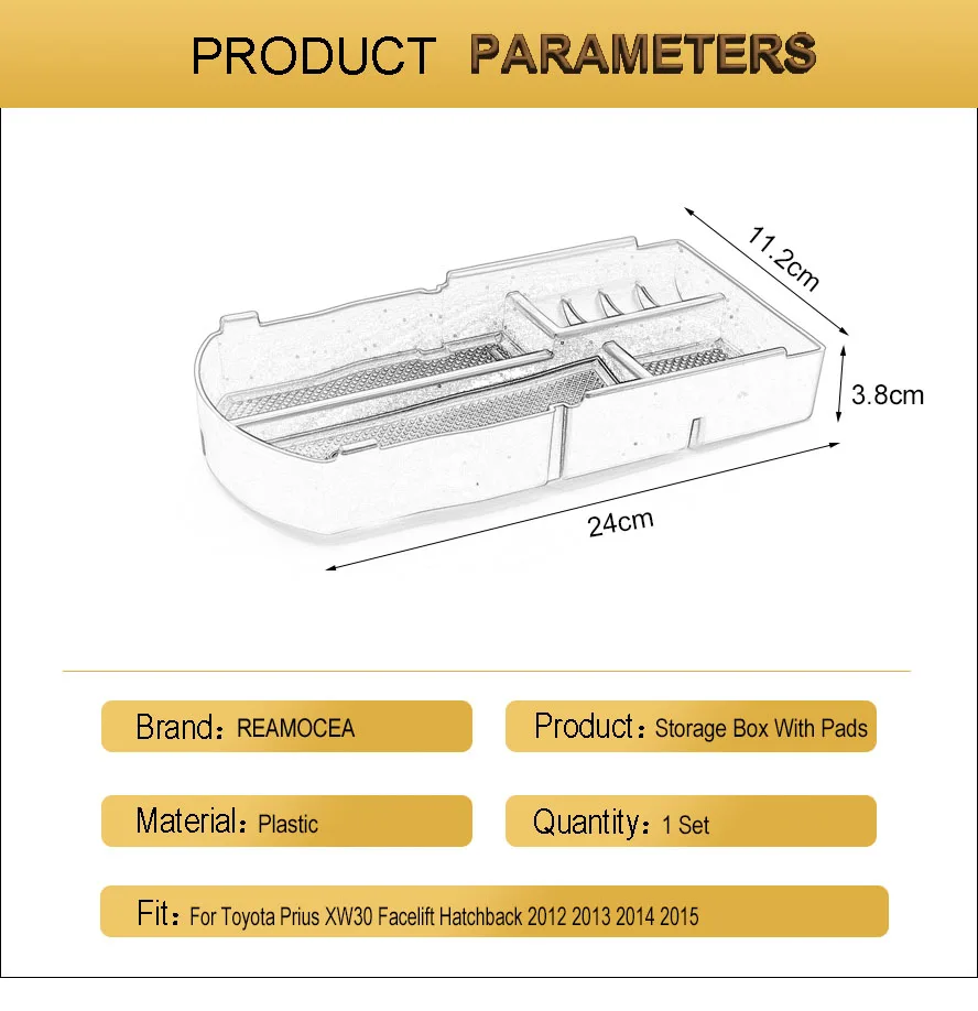 Reamocea Car Interior Center Console Armrest Storage Box Container Organizer Holder For Toyota Prius XW30 Facelift Hatchback  (4)