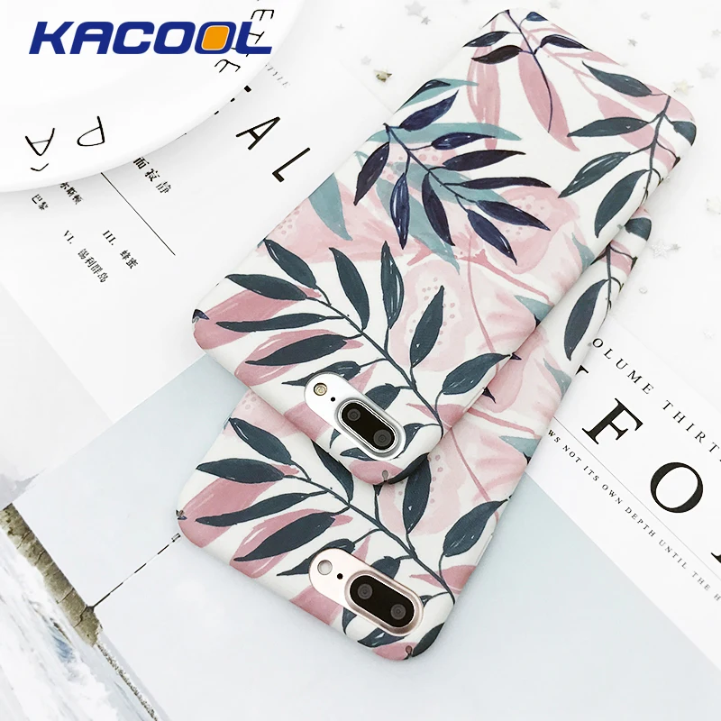 KACOOL Case For iPhone 6 Cherry Tree Hard PC Phone Cases Candy Colors Leaves Print Cover Coque 6s 7 8 Plus |