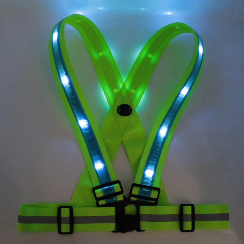 Дорожный защитный жилет для бега светоотражающий светодиодный Предупреждение льный Ремень спортивный велосипедный нагрудный фонарь USB зарядка Colete Masculino спортивный защитный костюм