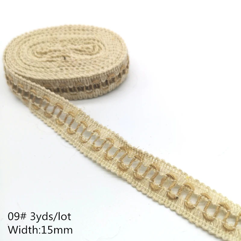 3 Yds Natural Jute Burlap Hessian Jute Ribbon Twine Flower Pattern