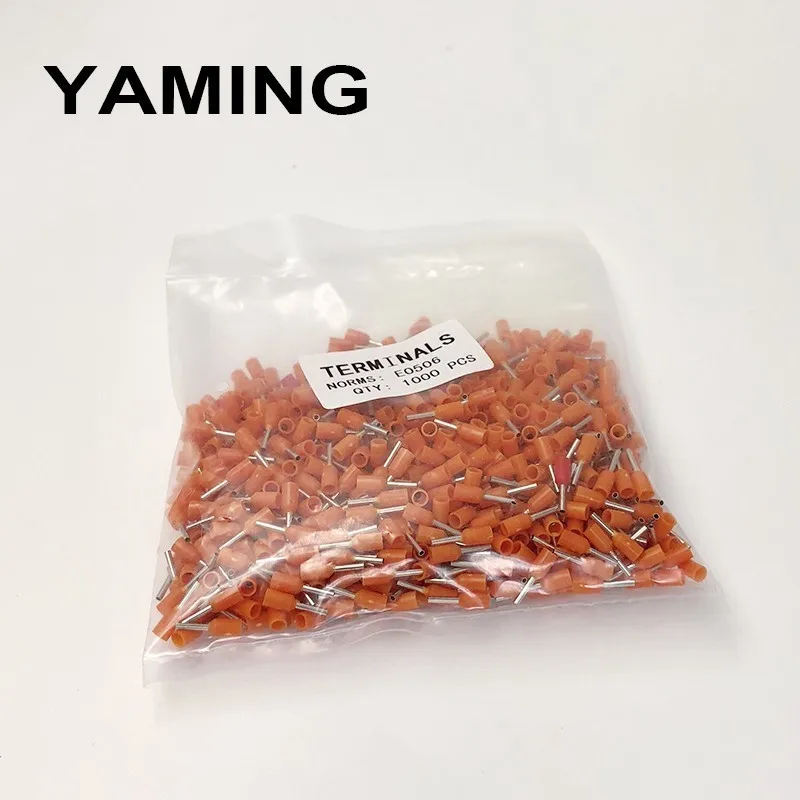 

0.5mm2 E0506 Cable Wire Tube insulating terminals 22AWG Connector Insulating Crimp Insulated Terminal 1000PCS/Pack