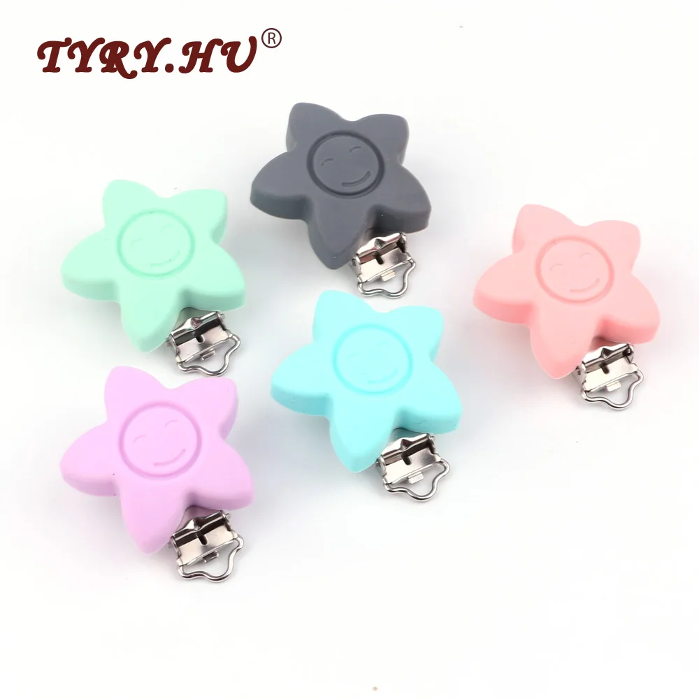 

TYRY.HU BPA Free 3Pcs Stainless Steel Flower Shaped Silicone Pacifier Clip Holder For Baby Pacifier Chain Making Christmas Gifts