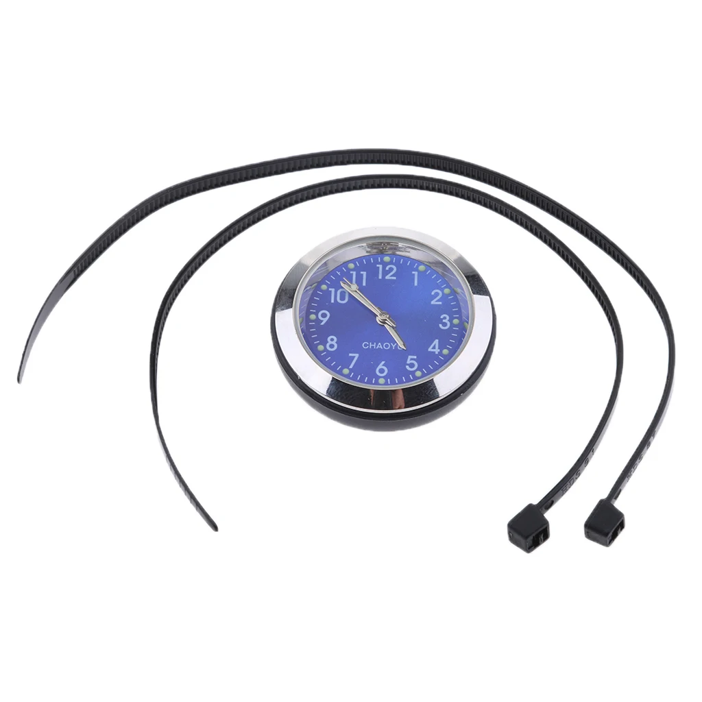 Universal Motorcycle Bike Chrome Waterproof Black Dial Handlebar Clock/Thermometer/Hygrometer Glow Watch