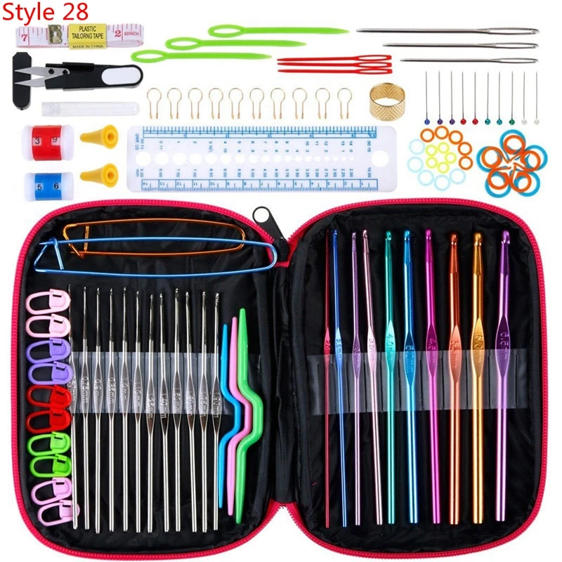 35 стилей набор крючков для вязания с пряжей Вязание иглы, Швейные Инструменты Набор вязать калибровочных ножницы стежка Держатель Скоба для Вязание - Цвет: Style 28