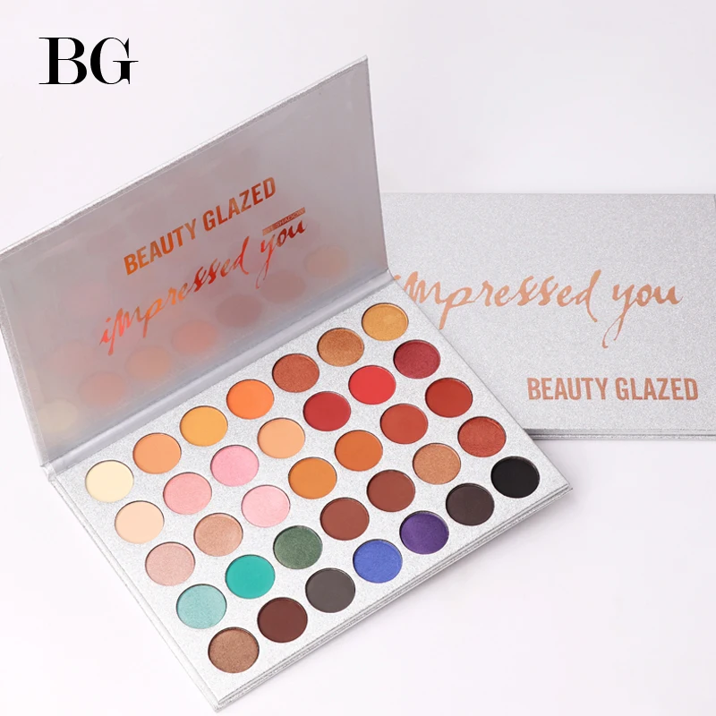 BEAUTY GLAZED бренд натуральные тени для век Палитра с кисточкой световой длительный матовый блеск для век Косметика 35 цветов In1