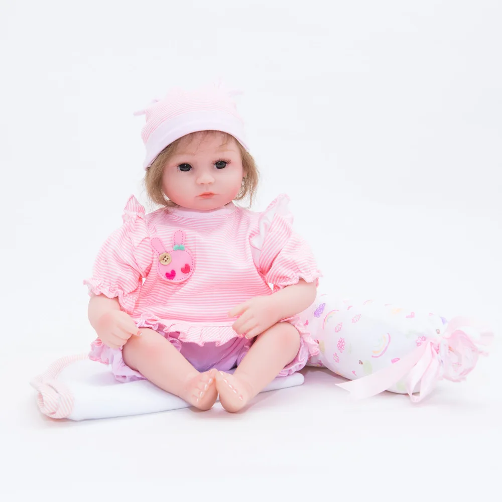 

45cm Lifelike Reborn Girl Doll Soft Silicone Lovely Princess Newborn Baby with Cloth Body Toy for Kids Birthday Christmas Gift