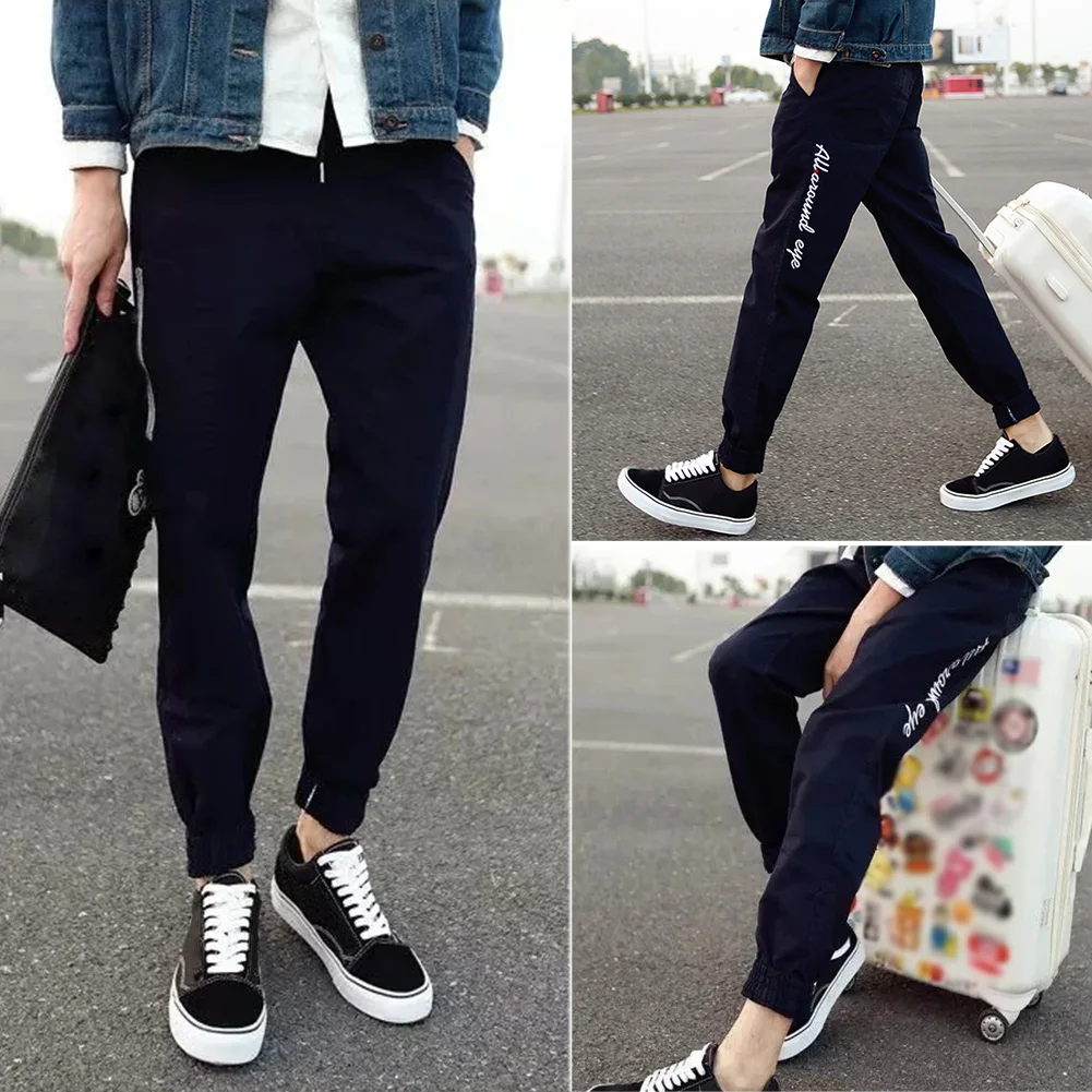 

Casual Ankle Tied Outdoor Jogging Sports Trousers Mid Waist Fashion Spring Autumn Elastic Hip-Hop Loose Men Pants Embroidery
